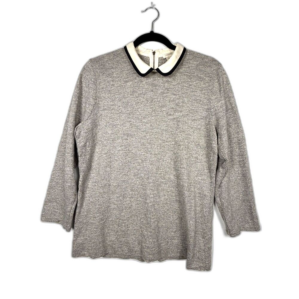 J.Crew Peter Pan Collar Knit Top Medium Preppy Academia Back Zip